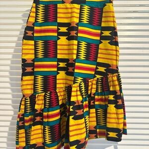 Asymmetrical Yellow and Black Women's Skirt